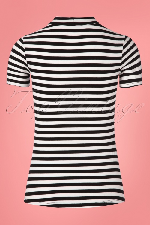 Vixen by Micheline Pitt - 50s Girl Gang Top in Black and White Stripes 5