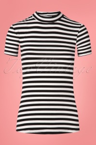 Vixen by Micheline Pitt - 50s Girl Gang Top in Black and White Stripes 2