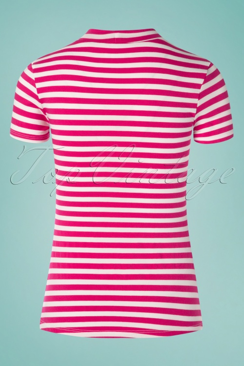 Vixen by Micheline Pitt - 50s Girl Gang Top in Pink and White Stripes 4