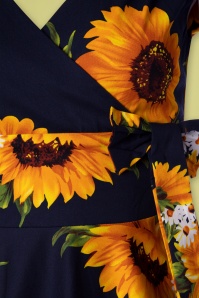 Timeless - Ella Sunflowers Swing Dress Années 50 en Bleu Marine 6