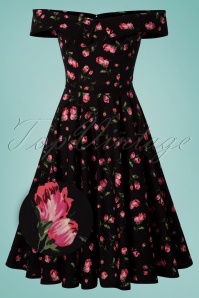 Timeless - 50s Natasha Floral Swing Dress In Black 2