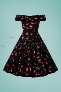 Timeless - Natasha Floral Swing Dress Années 50 en Noir 3