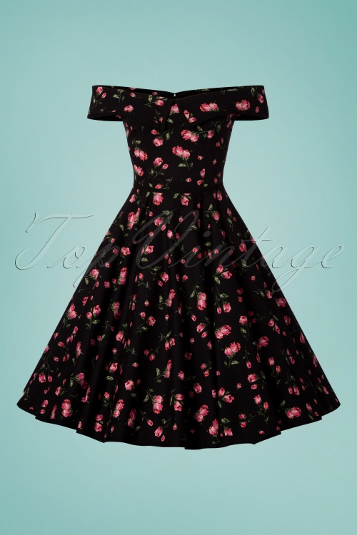 Timeless - 50s Natasha Floral Swing Dress In Black 3