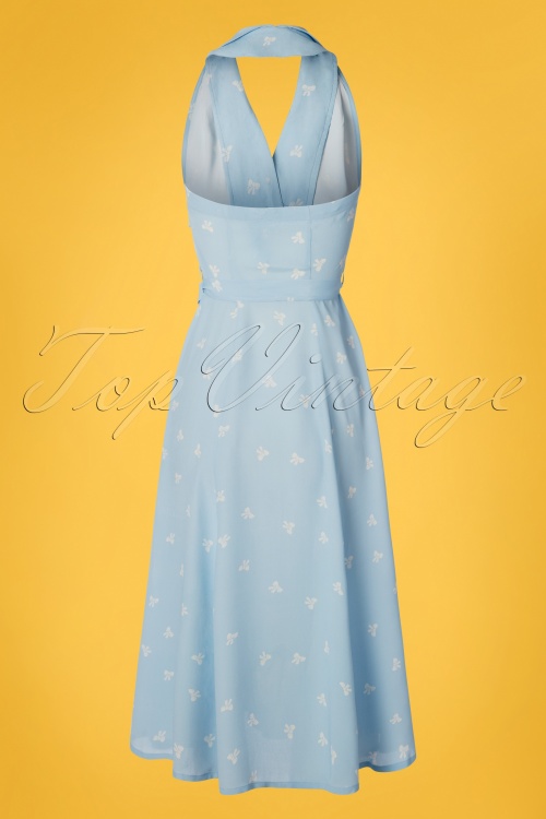The Seamstress of Bloomsbury - Elizabeth Halterneck Dress Années 40 en Bleu Ciel 2