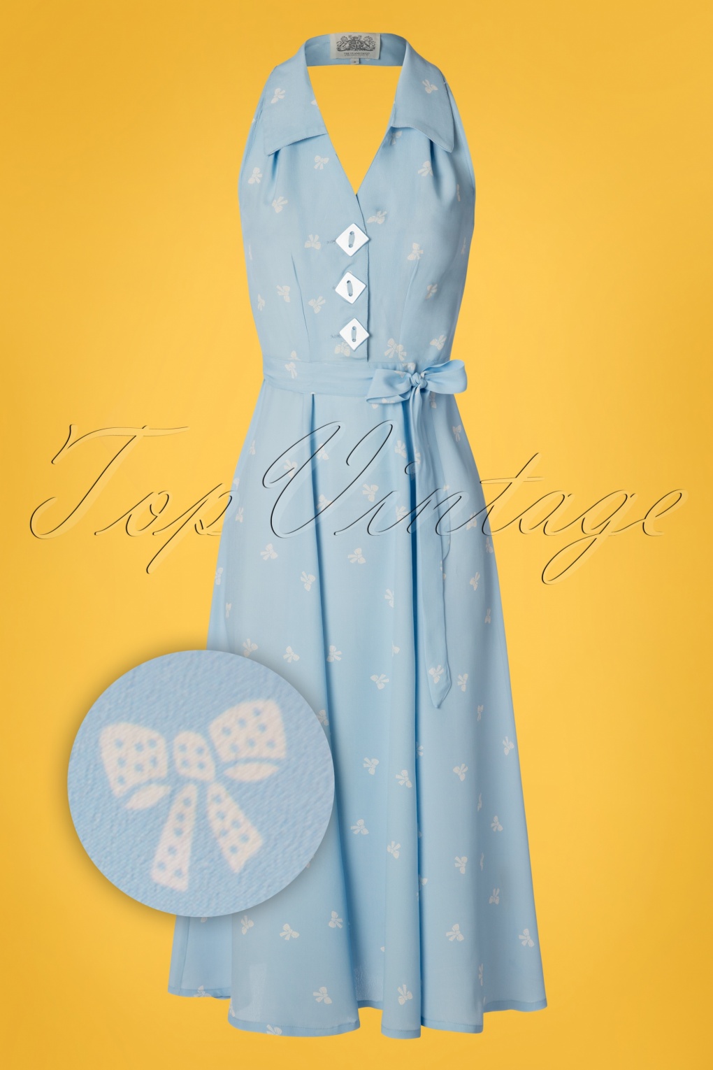 40s Elizabeth Halterneck Dress In Sky Blue 5544