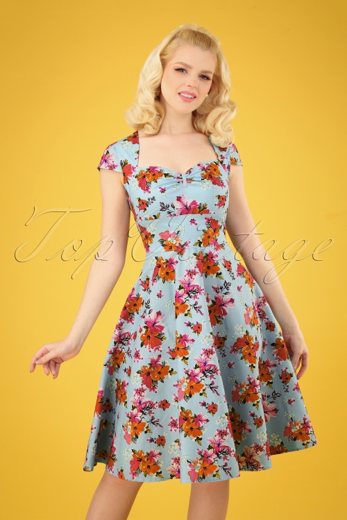 Bunny - 50s Noemie Swing Dress in Blue