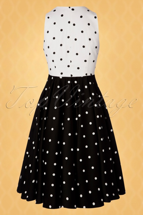 Vintage Diva  - The Esmee Polkadot Swing Dress in Black and White 7