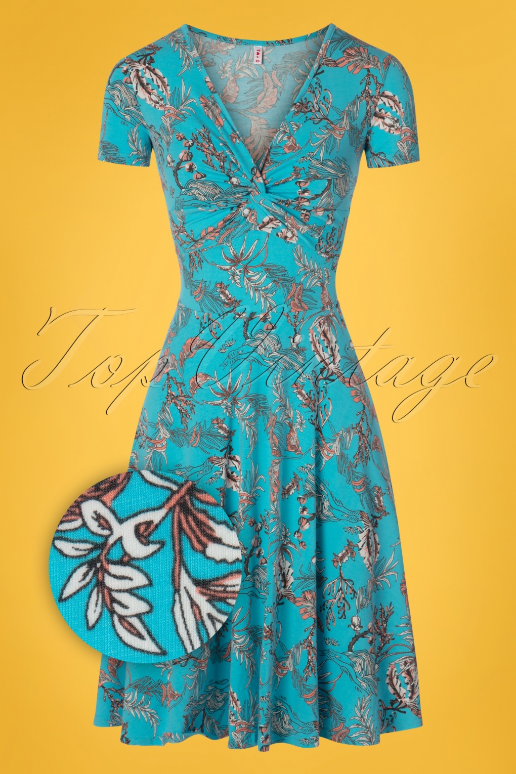 60s Hot Knot Summer Dress in Under The Sea Blue