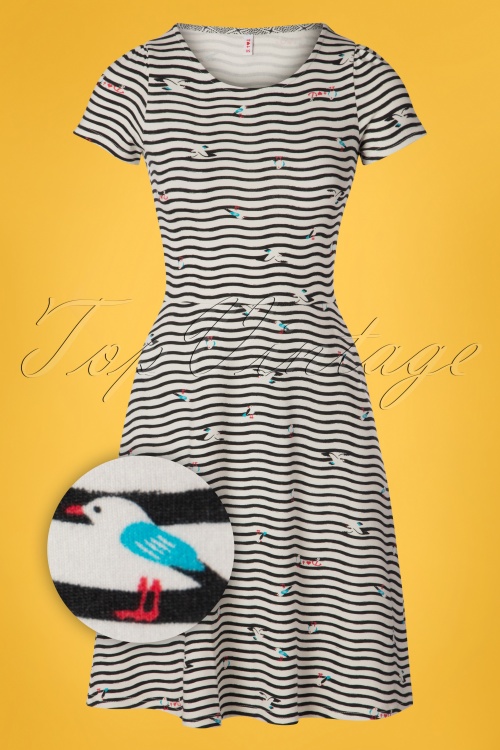 Blutsgeschwister - 60s Squeeze Me Tease Me Dress in Seagull Stripes Ivory