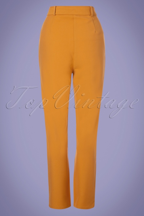 Collectif Clothing - 50s Kloma Paper Bag Trousers in Mustard 2