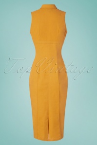 Collectif Clothing - TopVintage exclusive ~ 50s Charlotte Plain Pencil Dress in Mustard 5