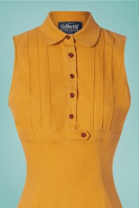 Collectif Clothing - TopVintage exclusive ~ 50s Charlotte Plain Pencil Dress in Mustard 3