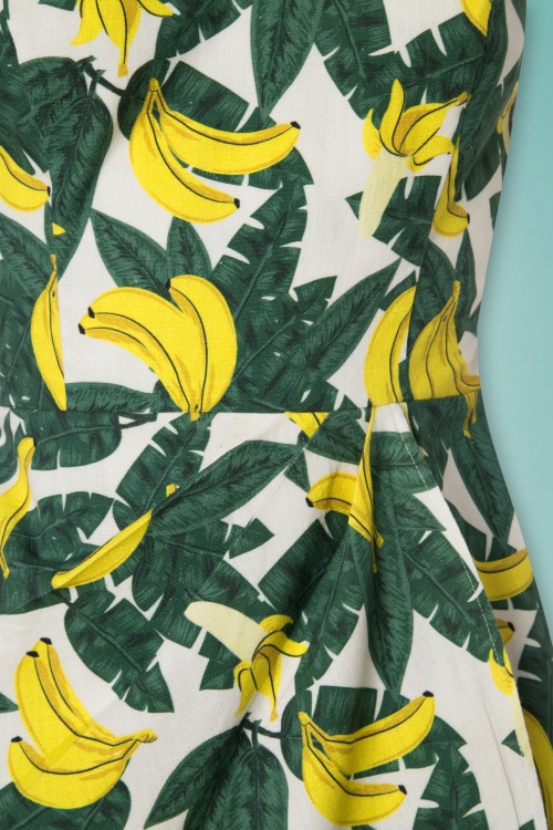 Collectif Clothing - Mahina Tropical Banana Sarong Dress Années 50 en Vert et Jaune 3