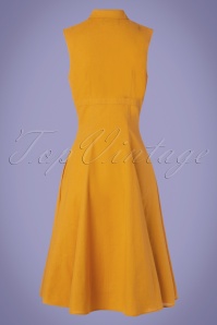 Collectif Clothing - Charlotte Plain Swing Dress Années 50 en Jaune Moutarde 5