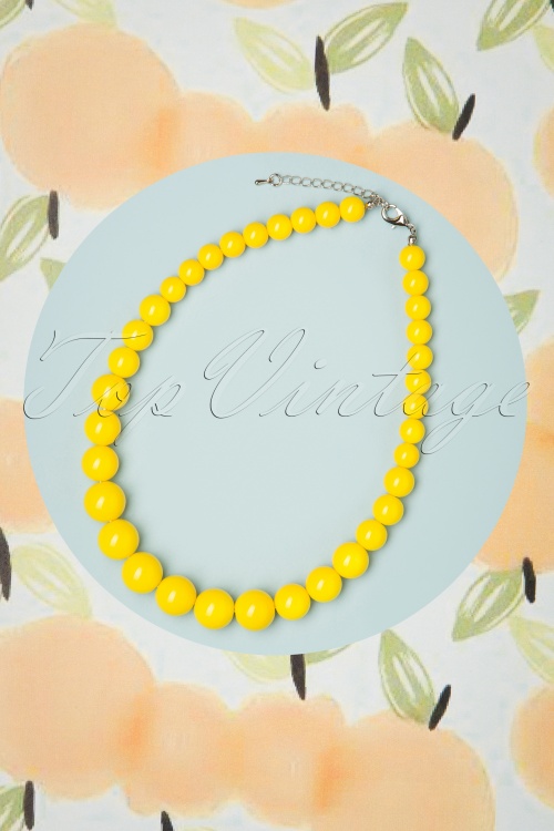 Collectif Clothing - 50s Natalie Bead Necklace Set in Yellow 2