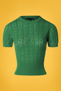 Pretty Vacant - 60s Heart Crew Top in Green