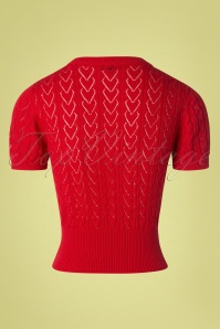 Pretty Vacant - 60s Heart Crew Top in Red 2