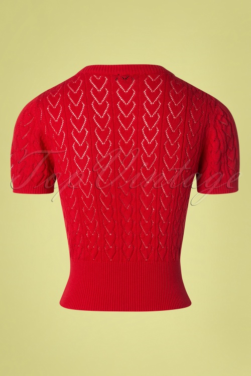 Pretty Vacant - 60s Heart Crew Top in Red 2