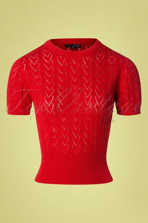 Pretty Vacant - 60s Heart Crew Top in Red
