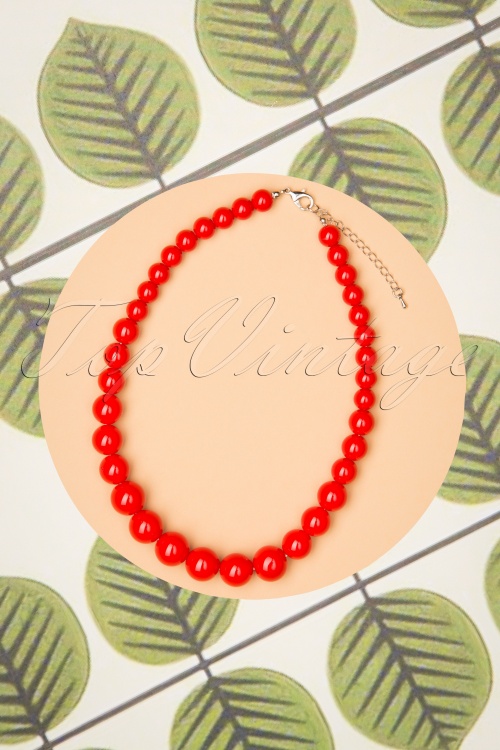 Collectif Clothing - 50s Natalie Bead Necklace Set in Red  2