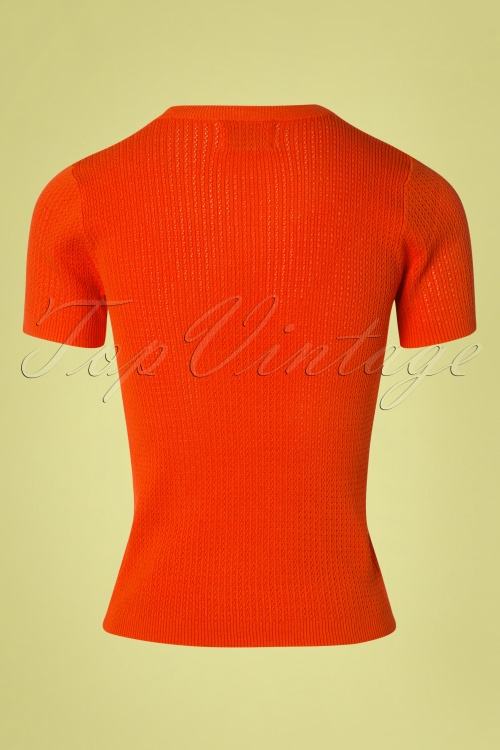 Compania Fantastica - Eliana Knitted Top Années 60 en Orange 2