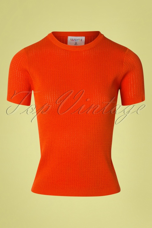Compania Fantastica - 60s Eliana Knitted Top in Orange