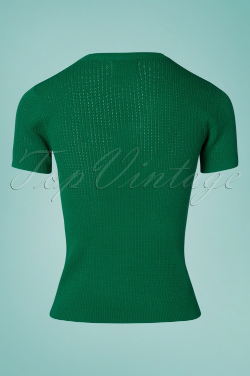 Compania Fantastica - 60s Eliana Knitted Top in Green 2