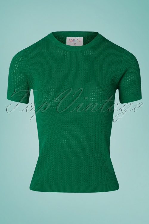 Compania Fantastica - 60s Eliana Knitted Top in Green