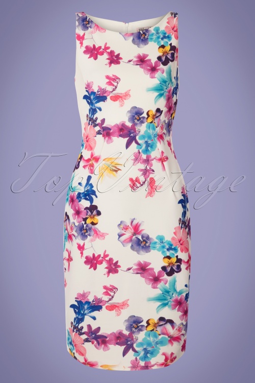 Vintage Chic for Topvintage - 50s Ryleigh Floral Pencil Dress in Ivory