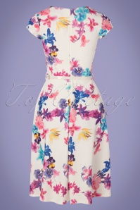 Vintage Chic for Topvintage - Mya Swing-Kleid mit Blumenmuster in Elfenbein 4