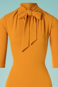 Vintage Chic for Topvintage - 50s Lindsay Tie Neck Pencil Dress in Mustard 2