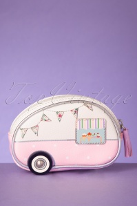 Vendula - 50s Sweetie Caravan Coin Purse in White and Pink 5