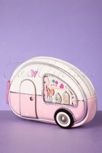 Vendula - 50s Sweetie Caravan Coin Purse in White and Pink
