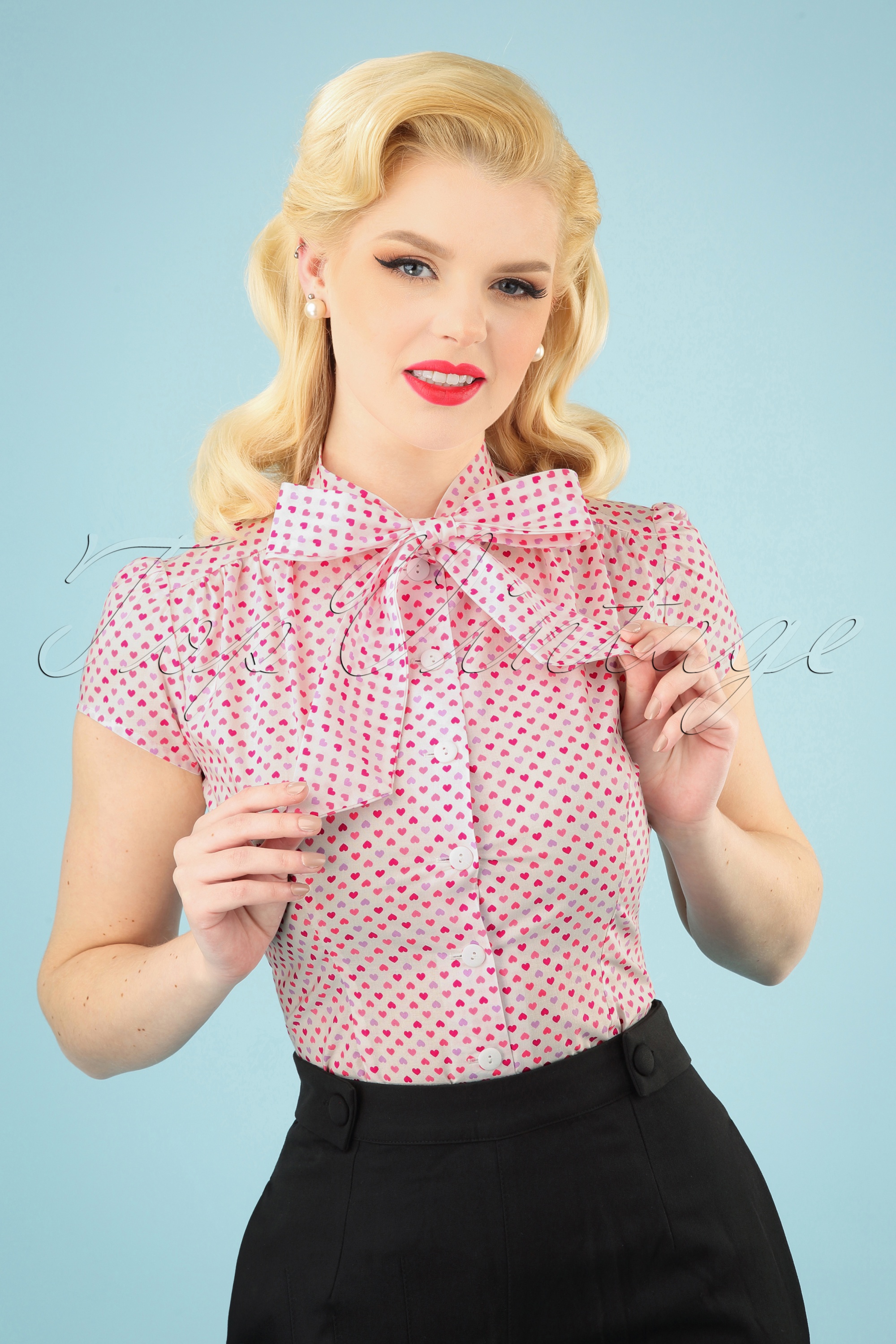 Heart of Haute - Estelle Candy Heart blouse in roze en wit