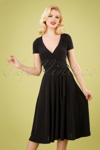 Vintage Chic for Topvintage - Leia Cross Over Swing Dress Années 50 en Noir