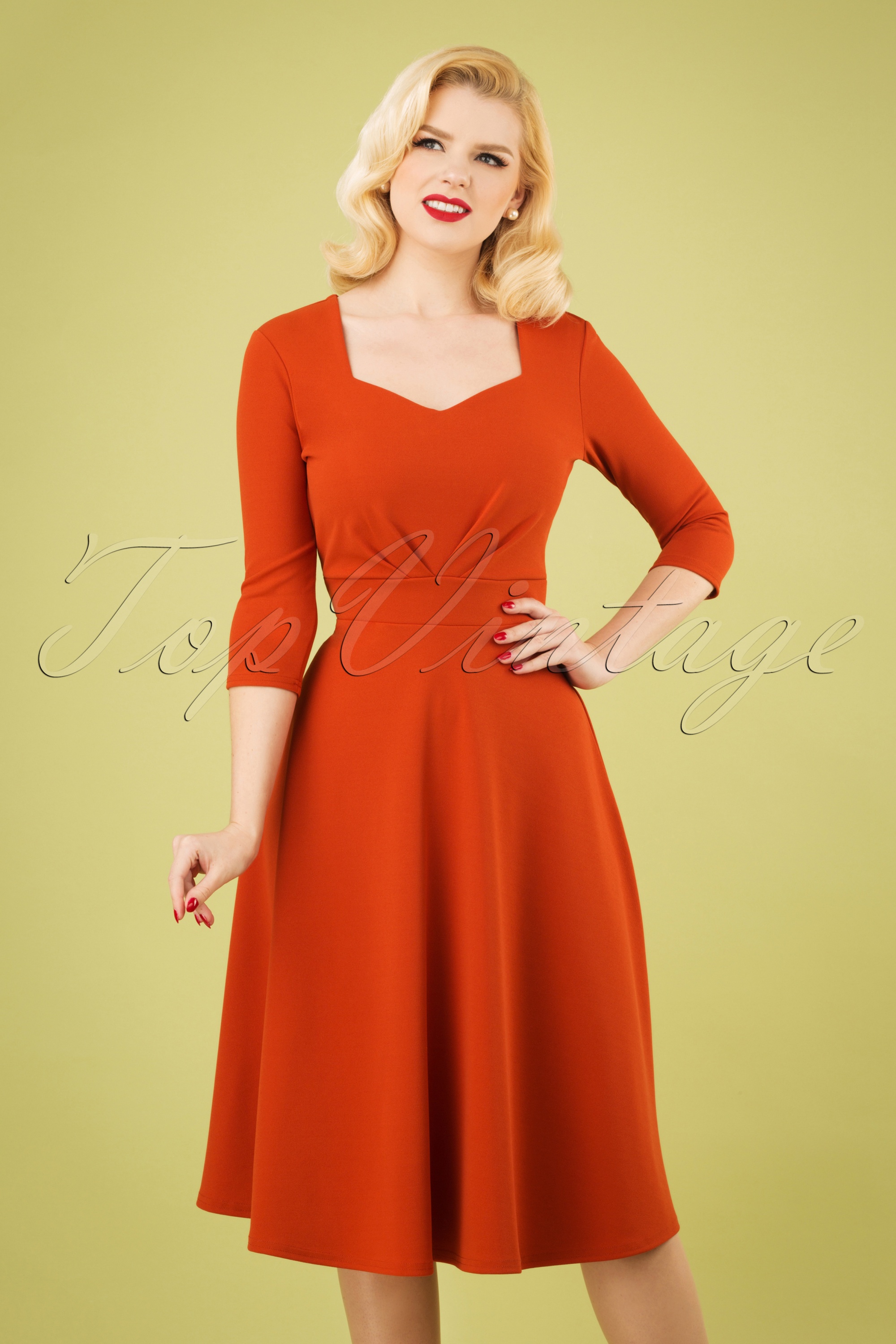 Vintage Chic for Topvintage - Ruby swingjurk in kaneel