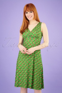 LaLamour - 70s Sweety Roses Dress in Green 