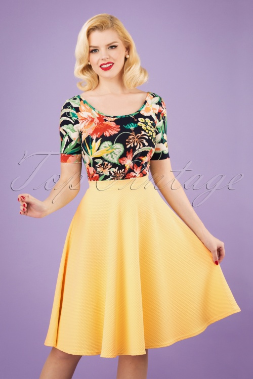 50s Lois Swing Skirt in Pastel Yellow
