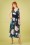 Paper Dolls - Beaufort Rose Floral Culotte Jumpsuit Années 60 en Bleu Marine