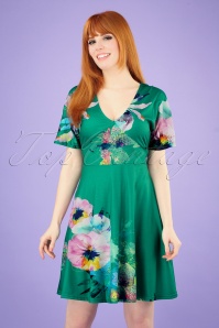 Smash! - 60s Diana Floral Dress in Green