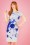Smashed Lemon - 60s Peggy Floral Pencil Dress in Ivory and Blue