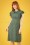 Sugarhill Brighton - Florrie Polka Ruffle Dress Années 40 en Vert Vintage
