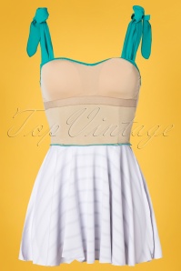 Jessica Rey - 50s Marie Swim Dress in Turquoise and White 6