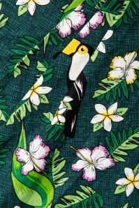 Collectif Clothing - Mahina Tropical Bird Playsuit Années 50 en Vert 3