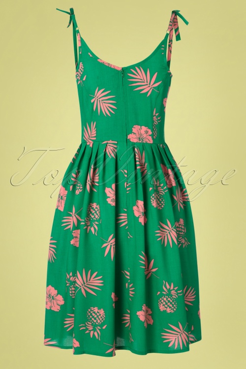 Bunny - 50s Tropicana Dress in Green and Pink 5