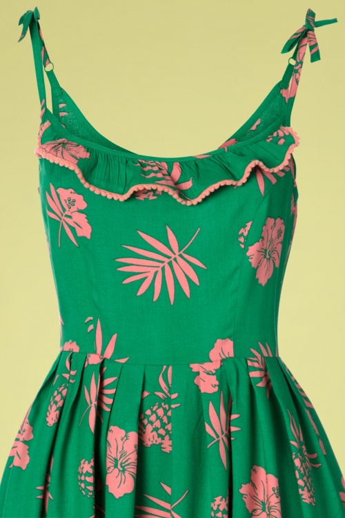 Bunny - 50s Tropicana Dress in Green and Pink 3