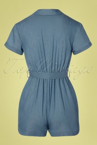 Louche - 60s Loeiza Chambray Playsuit in Denim Blue 4