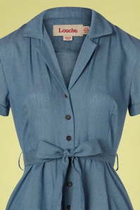 Louche - 60s Loeiza Chambray Playsuit in Denim Blue 2