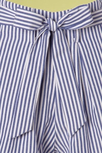 Louche - Soren Chambray Stripes Tie Shorts Années 50 en Bleu et Blanc 3