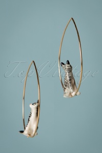 Nach Bijoux - Mini Cat Hoop Earrings Années 60 en Gris 4